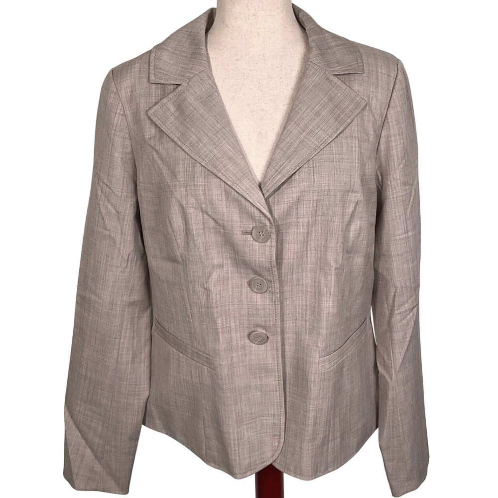 Pendleton Jacket Women 12 Brown Woven City Limits Wool Blazer Career Classic